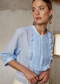 Damen Luis Trenker Baumwollbluse Mit Plastron Lufausta