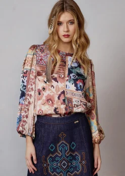 Damen Luis Trenker Bluse Mit em Patchwork-Print Lugiada