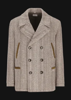 Herren Luis Trenker Bouclé-Mantel Mit Fischgrätmuster Lumartin