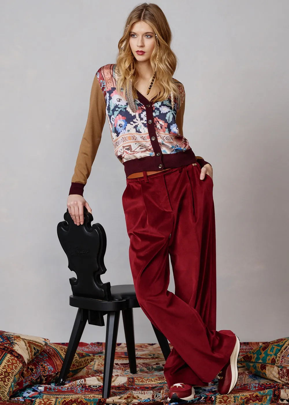 Damen Luis Trenker Bundfaltenhose Aus Samt Luxara