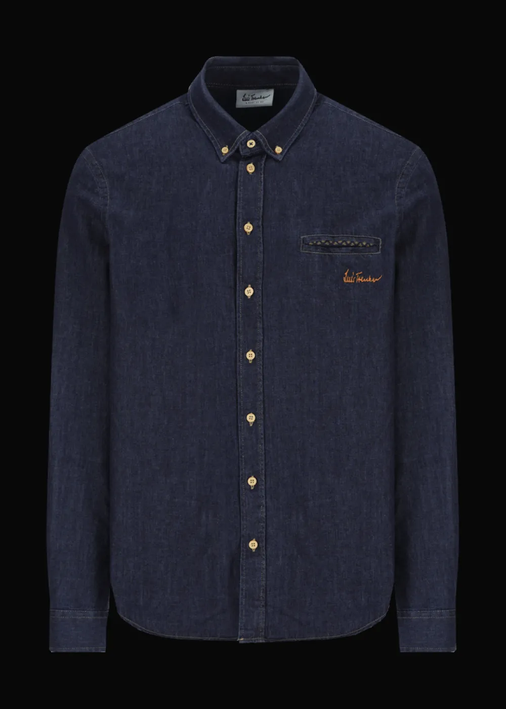 Herren Luis Trenker Button-Down-Hemd Im Dark Denim Look Lubenzio