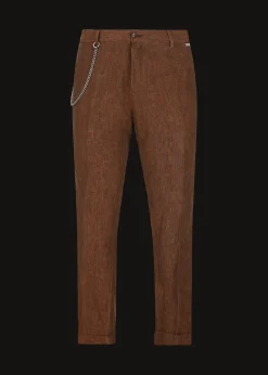 Herren Luis Trenker Chino-Hose Aus Reinem Leinen Lubruneu