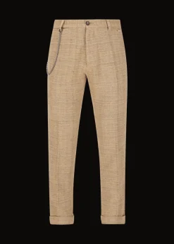 Herren Luis Trenker Chino-Hose Mit Fischgrätmuster Lubruneu