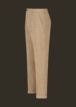Herren Luis Trenker Chino-Hose Mit Fischgrätmuster Lubruneu