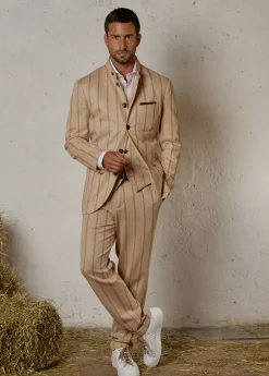 Herren Luis Trenker Chino-Hose Mit Nadelstreifen Lubruneu