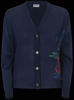 Damen Luis Trenker Dunkelblauer Cardigan Mit Stickerei Luzelda