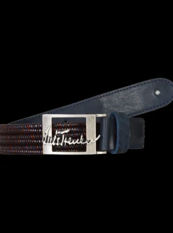 Herren Luis Trenker Geflochtener Ledergürtel Lufaustus In Dunkelblau-Dunkelbraun