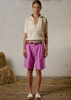 Damen Luis Trenker Häkelpullover Mit Tiefem V-Ausschnitt Lualtea