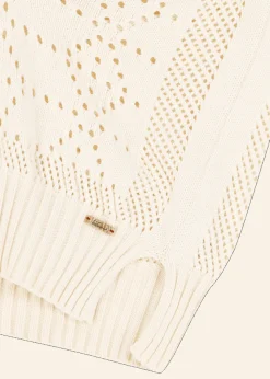 Damen Luis Trenker Häkelpullover Mit Tiefem V-Ausschnitt Lualtea