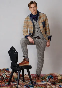 Herren Luis Trenker Karierter Materialmix-Blazer Lugionas