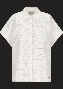 Damen Luis Trenker Kurzarmbluse Aus Sangallo-Spitze Luflora