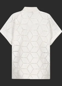 Damen Luis Trenker Kurzarmbluse Aus Sangallo-Spitze Luflora