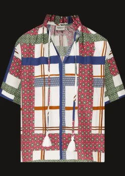 Damen Luis Trenker Kurzarmbluse Mit Farbenfrohem Print Lufiore