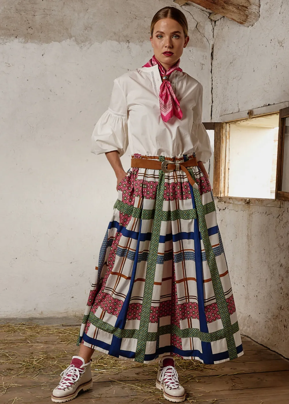 Damen Luis Trenker Langer Baumwollrock Mit Print Lunatalia