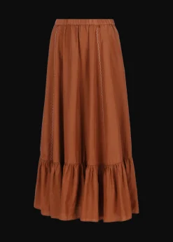 Damen Luis Trenker Langer Rock Aus Seiden-Baumwoll-Mix Lumorgana