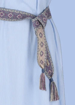 Damen Luis Trenker Langes Baumwollkleid Mit Plastron Luceleste