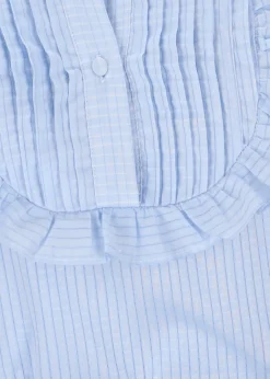 Damen Luis Trenker Langes Baumwollkleid Mit Plastron Luceleste