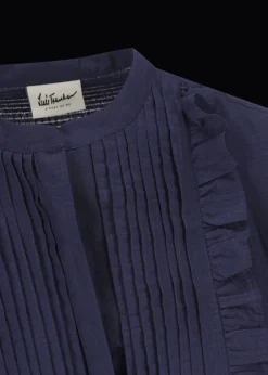 Damen Luis Trenker Langes Baumwollkleid Mit Plastron Luceleste