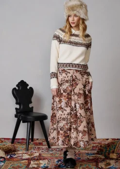 Damen Luis Trenker Midirock Mit Floralem Print Lunatalia