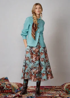 Damen Luis Trenker Midirock Mit Floralem Print Lunatalia