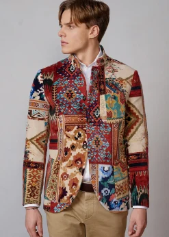 Herren Luis Trenker Samtblazer Mit Muster Lusandro