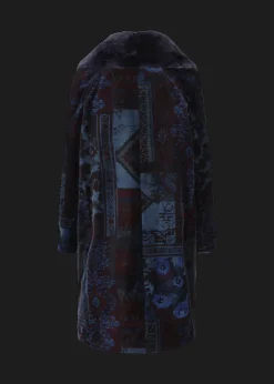 Damen Luis Trenker Samt-Mantel Mit Pelzkragen Lufrida