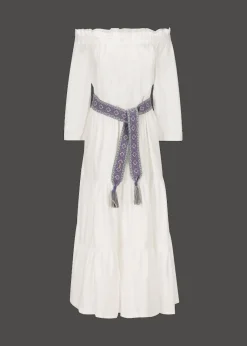 Damen Luis Trenker Schulterfreies Volantkleid Mit Gürtel Lucamilla