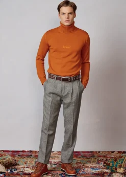 Herren Luis Trenker Schurwoll-Hose Mit Hahnentrittmuster Lustrang