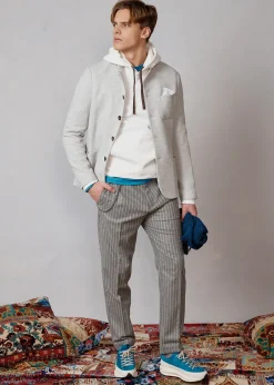 Herren Luis Trenker Schurwoll-Hose Mit Nadelstreifen Lubruneu