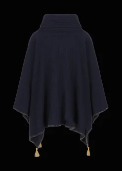 Damen Luis Trenker Schurwoll-Poncho Mit Rollkragen Lupiera