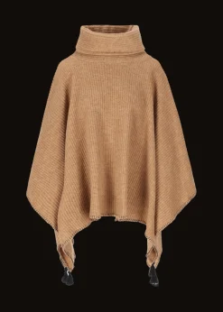 Damen Luis Trenker Schurwoll-Poncho Mit Rollkragen Lupiera