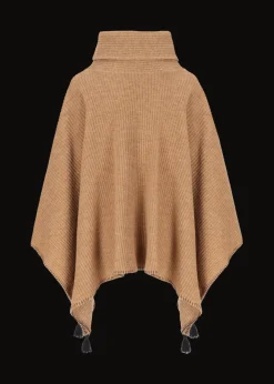 Damen Luis Trenker Schurwoll-Poncho Mit Rollkragen Lupiera