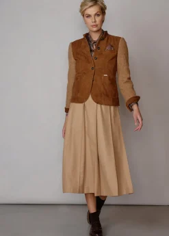 Damen Luis Trenker Strickblazer Mit Lederfront Luranda