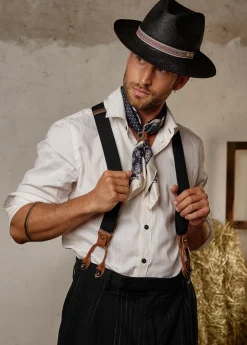 Herren Luis Trenker Strohhut Mit Gebogener Krempe Lumes