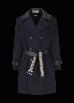 Herren Luis Trenker Trenchcoat Mit Lederdetails Lufelipe