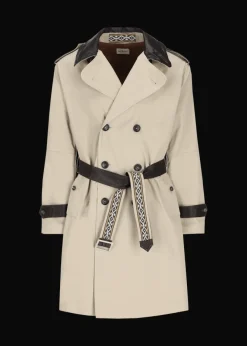 Herren Luis Trenker Trenchcoat Mit Lederdetails Lufelipe