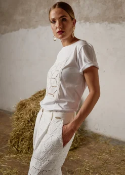 Damen Luis Trenker T-Shirt Mit Einsatz Aus Sangallo-Spitze Lutamara