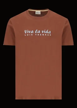 Herren Luis Trenker T-Shirt Mit Gesticktem Slogan Viva La Vida