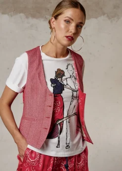 Damen Luis Trenker Weste Mit Fischgrätmuster Luraja