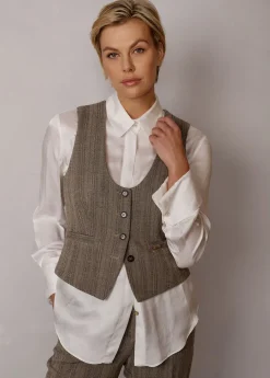 Damen Luis Trenker Weste Mit Fischgrätmuster Luraja