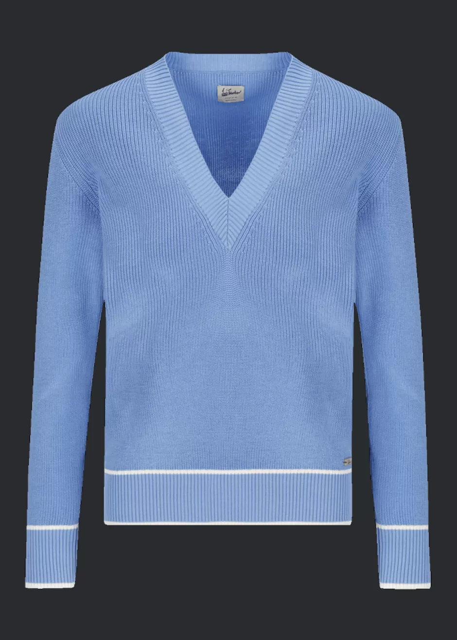 Azurblauer Strickpullover Luzoe>Luis Trenker Store