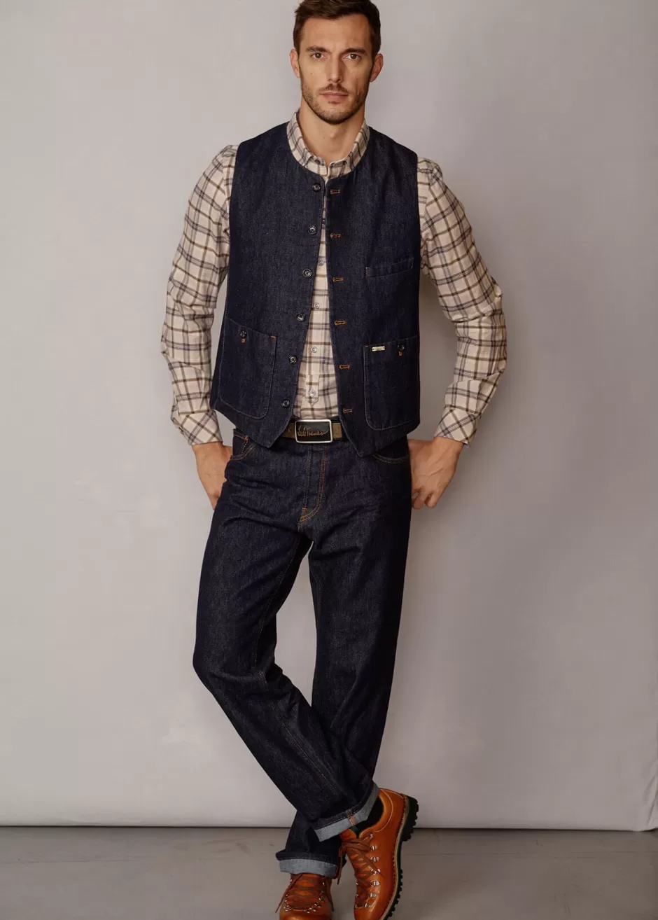 Dark Denim Weste Lusven>Luis Trenker Store