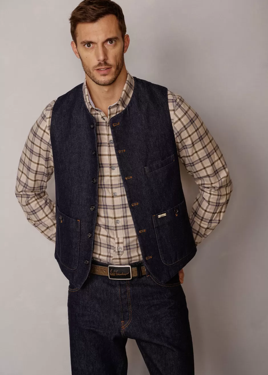 Dark Denim Weste Lusven>Luis Trenker Store